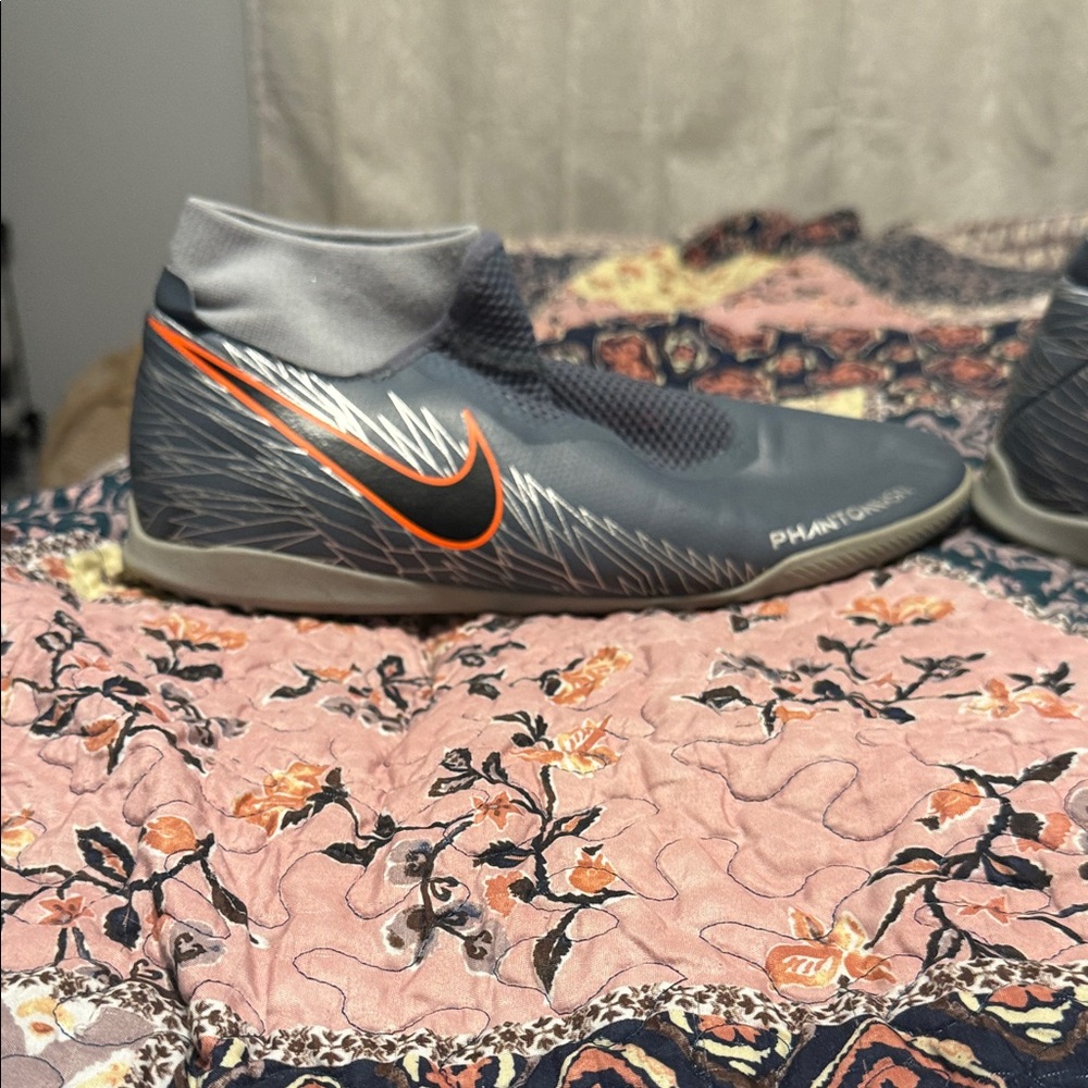 Nike Phantom Vision Academy DF Indoor Soccer Shoes Blue with Orange Swoosh 11.5